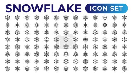Téléchargez les illustrations : Icônes flocon de neige collection.Thin icônes de contour pack - en licence libre de droit