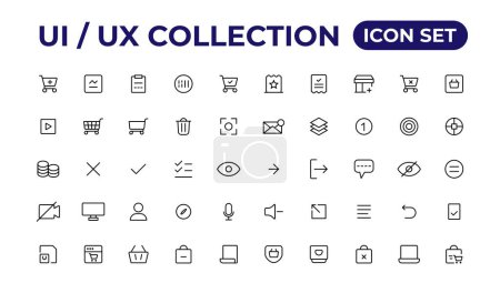 Ilustración de Ui ux conjunto de iconos, colección de iconos de interfaz de usuario - Imagen libre de derechos