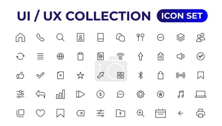 Illustration for Ui ux icon set, user interface iconset collection - Royalty Free Image