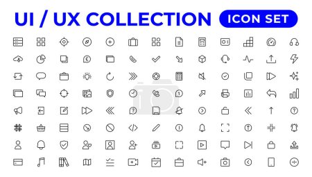 Ilustración de Ui ux conjunto de iconos, colección de iconos de interfaz de usuario - Imagen libre de derechos