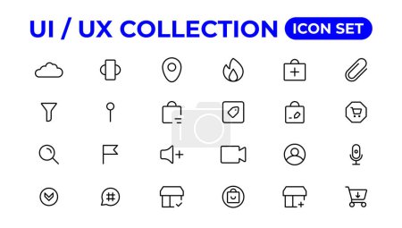 Illustration for Ui ux icon set, user interface iconset collection - Royalty Free Image