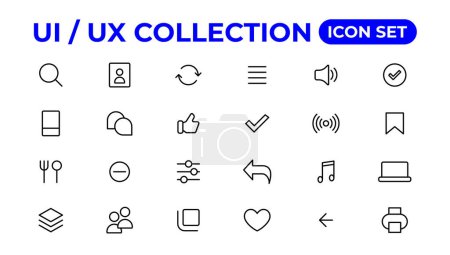 Téléchargez les illustrations : Ensemble d'icônes Ui ux, collection d'icônes d'interface utilisateur - en licence libre de droit