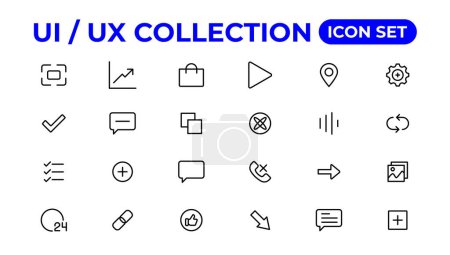 Téléchargez les illustrations : Ensemble d'icônes Ui ux, collection d'icônes d'interface utilisateur - en licence libre de droit