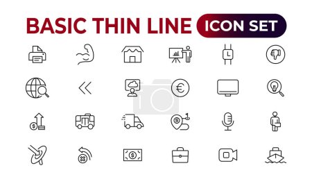 Illustration for Web icons. Business, finance, seo, shopping, logistics, medical, health, people, teamwork, contact us, arrows, technology, social media, education, creativity.Set of thin line web icon set, simple outline icons collection, Pixel Perfect icons, Simple - Royalty Free Image