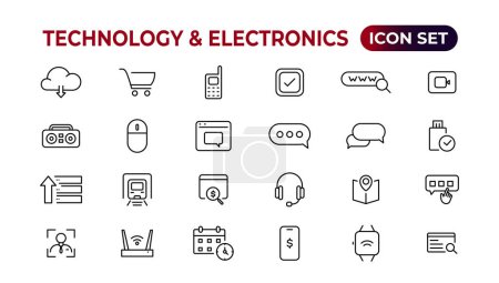 Photo for Technology and Electronics and Devices web icons in line style. Device, phone, laptop, communication, smartphone, ecommerce. Vector illustration. - Royalty Free Image
