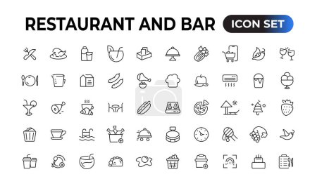 Illustration for Restaurant line icons collection. Food, service, bar, alcohol icons. UI icon set. Thin outline icons pack. Vector illustration - Royalty Free Image