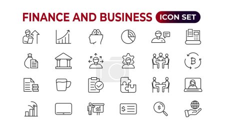 Illustration for Finance and business line icons collection. Big UI icon set in a flat design. Thin outline icons pack. Vector illustration - Royalty Free Image