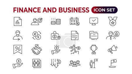 Ilustración de Finanzas y línea de negocio colección de iconos. Icono de interfaz de usuario grande en un diseño plano. Envase de iconos delgados. Ilustración vectorial - Imagen libre de derechos