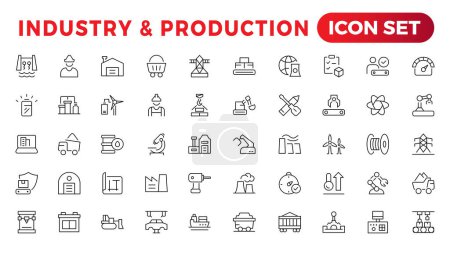 Illustration for Electrical energy, electricity. Outline icon collection - Royalty Free Image