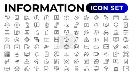 Ilustración de Conjunto de iconos de información. Colección de iconos de información.Esquema de colección de iconos. - Imagen libre de derechos