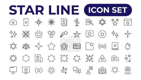 Illustration for Star icon collection. Different stars set.Outline icon collection - Royalty Free Image