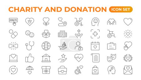 charity and donation icon set. charity and donation icon set, Help, volunteer, donated assistance, sharing, and solidarity symbol. Solid icons vector collection.