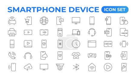 Moderne Smartphone-Device-Icons für einnehmende User Experiences. Sammlung von Smartphone-Ikonen für modernes UI-Design