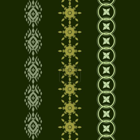 Illustration for A set of three different border pattern designs on a green background - Royalty Free Image