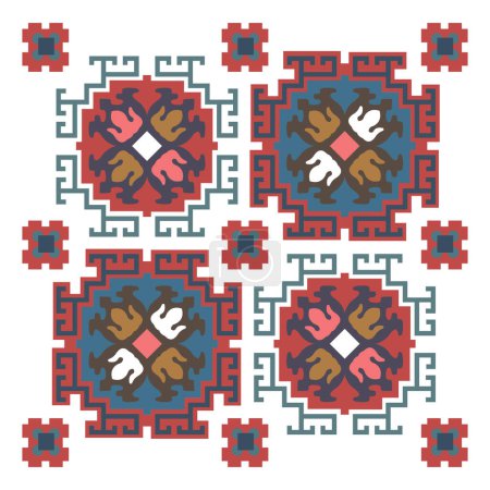 Illustration for A cross stitch pattern with a red, white, and blue design - Royalty Free Image