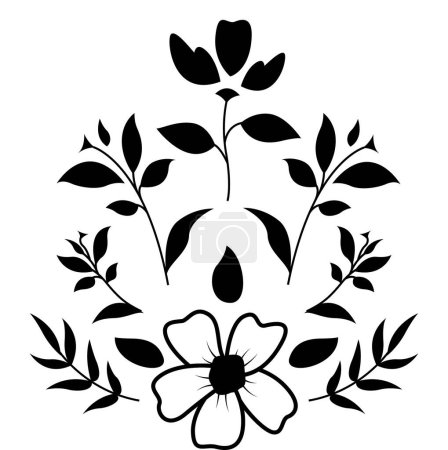 Ilustración de Una silueta en blanco y negro de una flor - Imagen libre de derechos