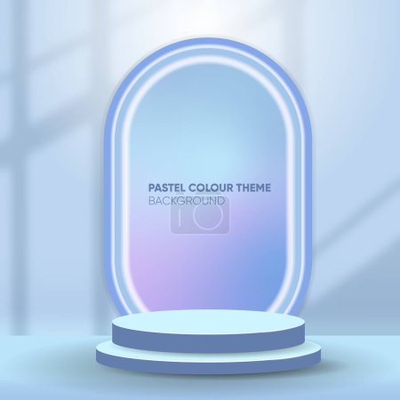 Illustration for Pastel color theme background with realistic pedestal podium. Minimal wall scene product display mockup. Stage showcase - Royalty Free Image