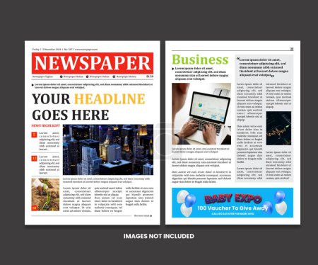 Illustration for Editorial layout template for newspaper - Royalty Free Image