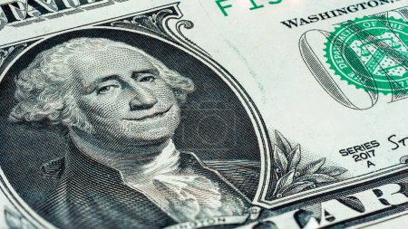 Téléchargez les photos : Sourire George Washington sur Gros plan macro d'un billet d'un dollar - en image libre de droit