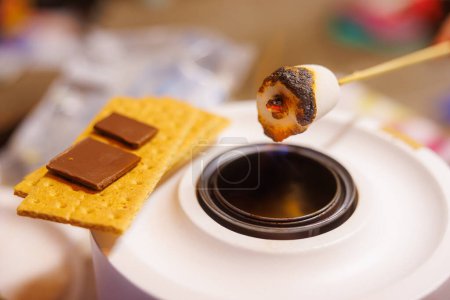 Photo for Making S'mores Over a Portable Campfire - Royalty Free Image