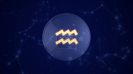 Aquarius Zodiac Sign with a Constellation Background