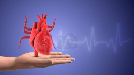 Herz und Hand mit Pulswelle