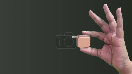 Photo for Pacemaker holding in hand with heartbeat wave medical concept - Royalty Free Image