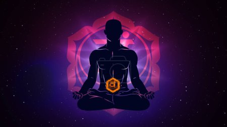 Svadhishthana chakra with meditation human in lotus pose