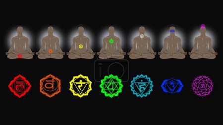 Photo for Seven color Reiki Chakra Symbol for soul healing - Royalty Free Image