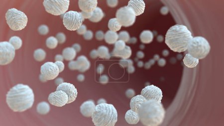 Photo for White blood cells flowing in blood vessels - Royalty Free Image