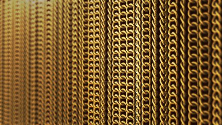 Golden metal chain abstract background