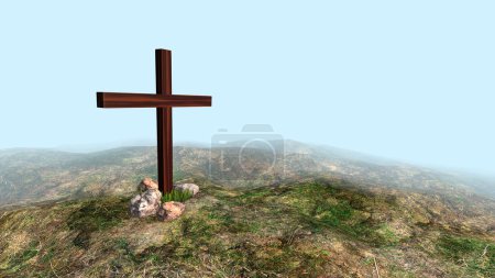Good friday cross with fogy background