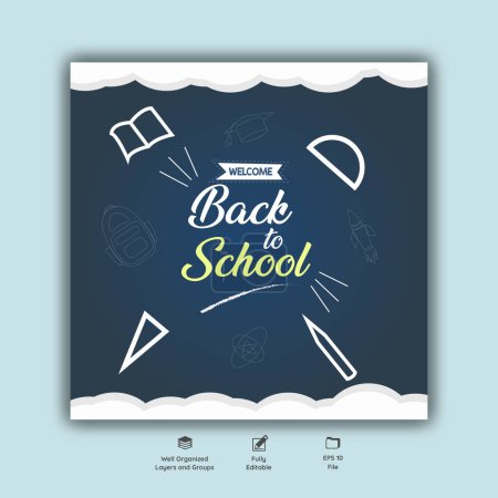 Illustration for Vector back to school social media post design vector illustration - Royalty Free Image
