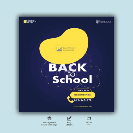 Illustration for Back to School Social Media Post, Banner. - Royalty Free Image