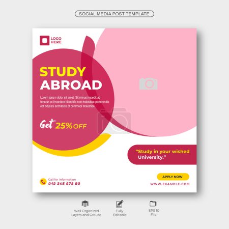 Study abroad social media post design for Higher education
