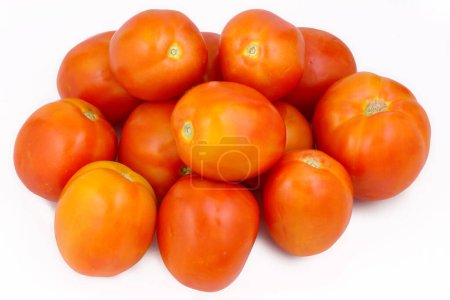 Photo for Pile of Farm-fresh red tomatoes isolated on a white background - Royalty Free Image