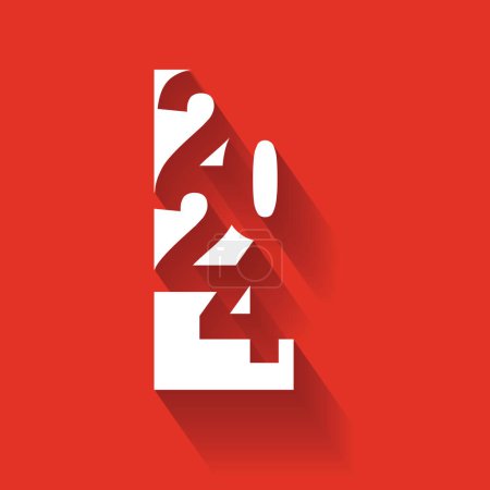Téléchargez les photos : Texte 3D rouge et blanc de Noël et 2024 Illustration vectorielle du Nouvel An Modèle de conception de numéro, Illustration vectorielle - en image libre de droit