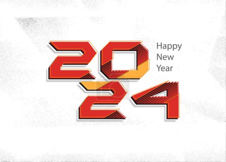Photo for Red, yellow, and black colored 2024 Happy New Year Vector illustration on grunge background typography logo design concept for greeting cards, banners, flyers, and diary cover - Royalty Free Image