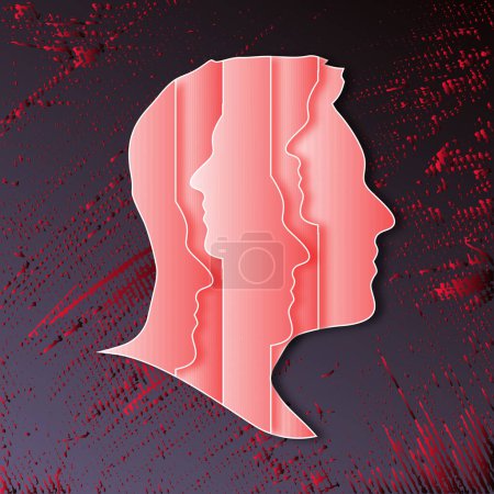 Photo for Dissociative Identity Disorder (DID) dissociative amnesia, gaps in memory of important personal information or traumatic events, and exhibiting different memories and behaviors, vector illustration - Royalty Free Image