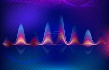 Photo for Sound Wave on dark Background, technology, and earthquake wave diagram concept, design for music studio and wave function concept, Vector Illustration. - Royalty Free Image