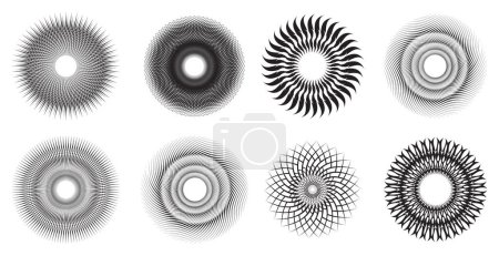 Photo for Set of editable spiral line pattern textured trendy design element for the frame, round logo, sign, symbol, web, prints, posters, template, pattern, No gradient. - Royalty Free Image