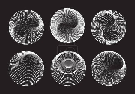 Téléchargez les photos : Ensemble de sphères 3D rondes abstraites. Illustration du cadre scientifique et technique. Éléments de conception vectoriels ponctuels pointus. Parfait pour le logo, la bannière et l'icône. - en image libre de droit