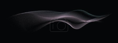 Photo for An abstract vector illustration of 3D wave lines form dynamic curves, flowing with white light on a black backdrop, a captivating visual embodying technology, digital innovation, communication, science, and the rhythm of the music. - Royalty Free Image