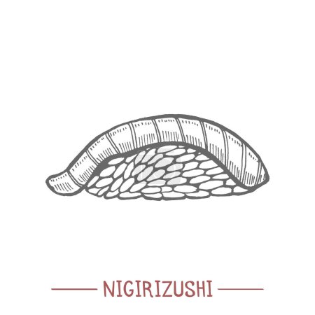 Téléchargez les photos : Nigirizushi en style dessiné à la main - en image libre de droit