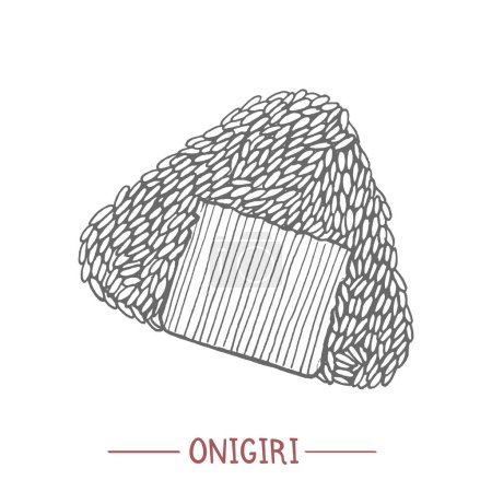 Téléchargez les photos : Onigiri. Nourriture japonaise dans le style dessiné à la main pour la conception de surface Fliers Imprime des cartes Bannières. Illustration vectorielle - en image libre de droit