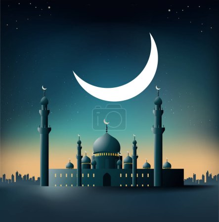 Illustration for Islamic mosque background Ramadan Eid Muharram festival - Royalty Free Image