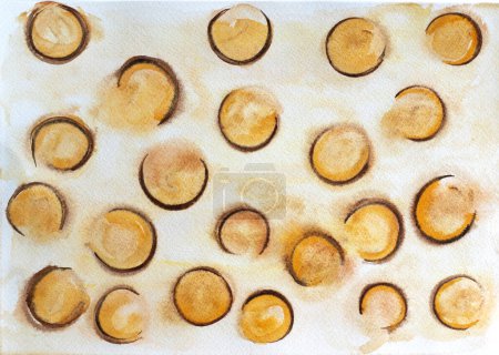 Textura de círculos abstractos sobre un fondo blanco. Gradiente de paisaje abstracto naranja y amarillo. Pintura de otoño. Fondo de arte Aquarelle.