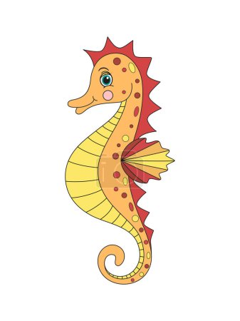 Illustration for Cute seahorse cartoon on white background. Vector illustration. - Royalty Free Image