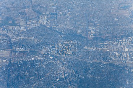 Photo for Aerial of Japanese city, view from plane at daytime - Royalty Free Image