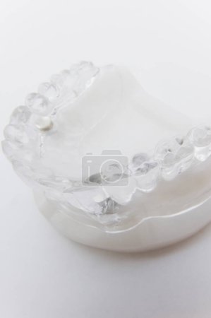 Foto de Impresión del gel del dentista de la mandíbula humana aislada sobre fondo blanco - Imagen libre de derechos